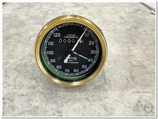 Royal enfild classic electra standard vintage g2 1962 old model bullet smith replica meter 120 miles with brass ring