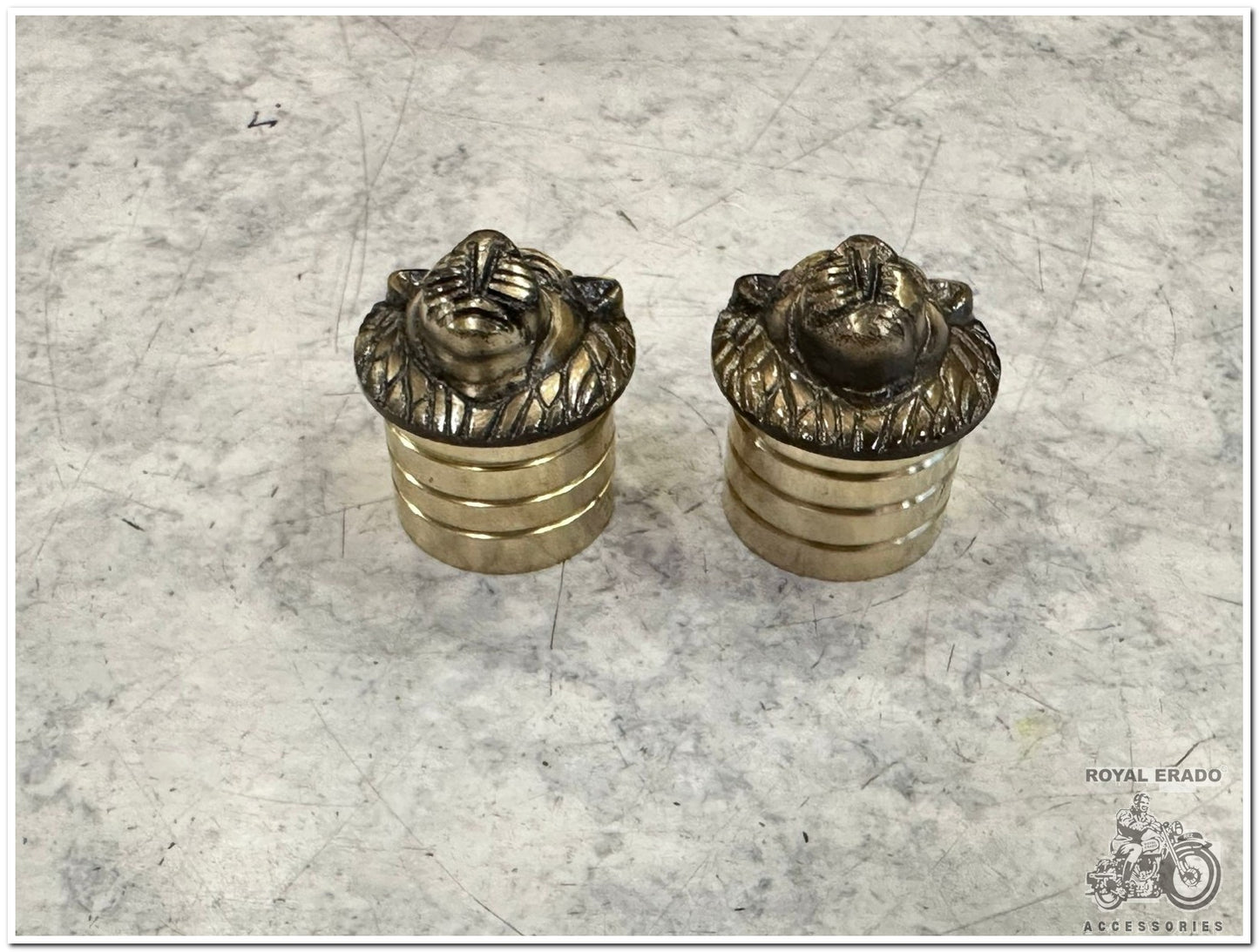 Royal Enfield Vintage G2 1962 Old Model Bullet Standard Classic Electra Brass Handle Bar End Weight with Lion Face Antique