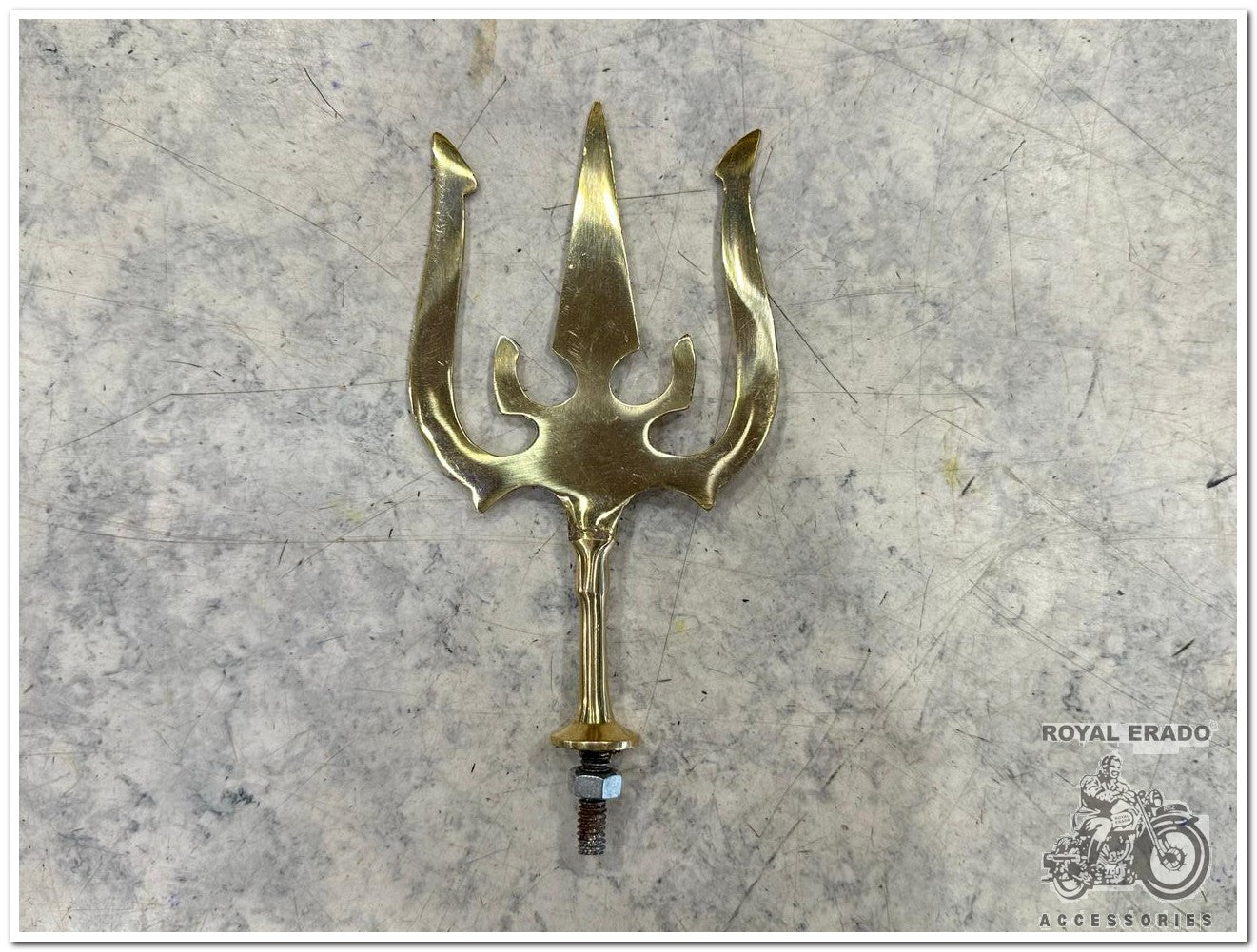 Royal Enfield vintage 1962 g2 old model bullet reborn classic electra battalion standard bullet 350 meteor 350 super meteor 650 interceptor 650 and continental gt  shiv ji Trishul logo for front mudguard in brass