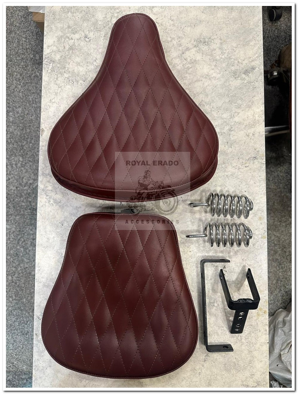 Royal enfield classic electra standard Kabir Singh style seat old model g2 vintage 1962 bullet 350 seat in cherry Mehroon colour