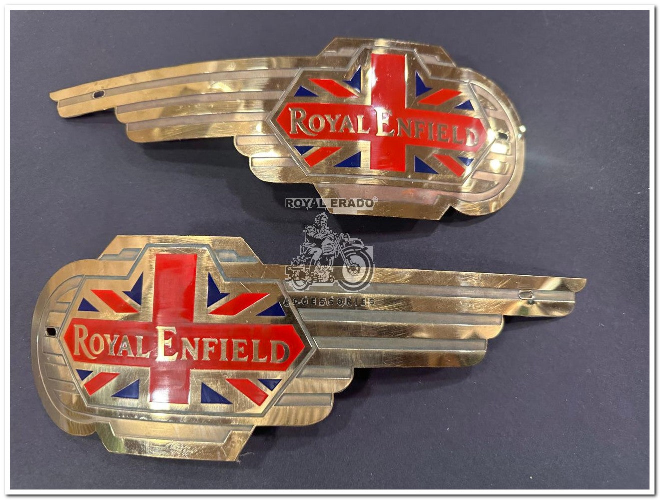 Royal Enfield Vintage G2 1962 Old Model Bullet 350 Standard Tank Monogram with England Logo in Pure Brass Golden