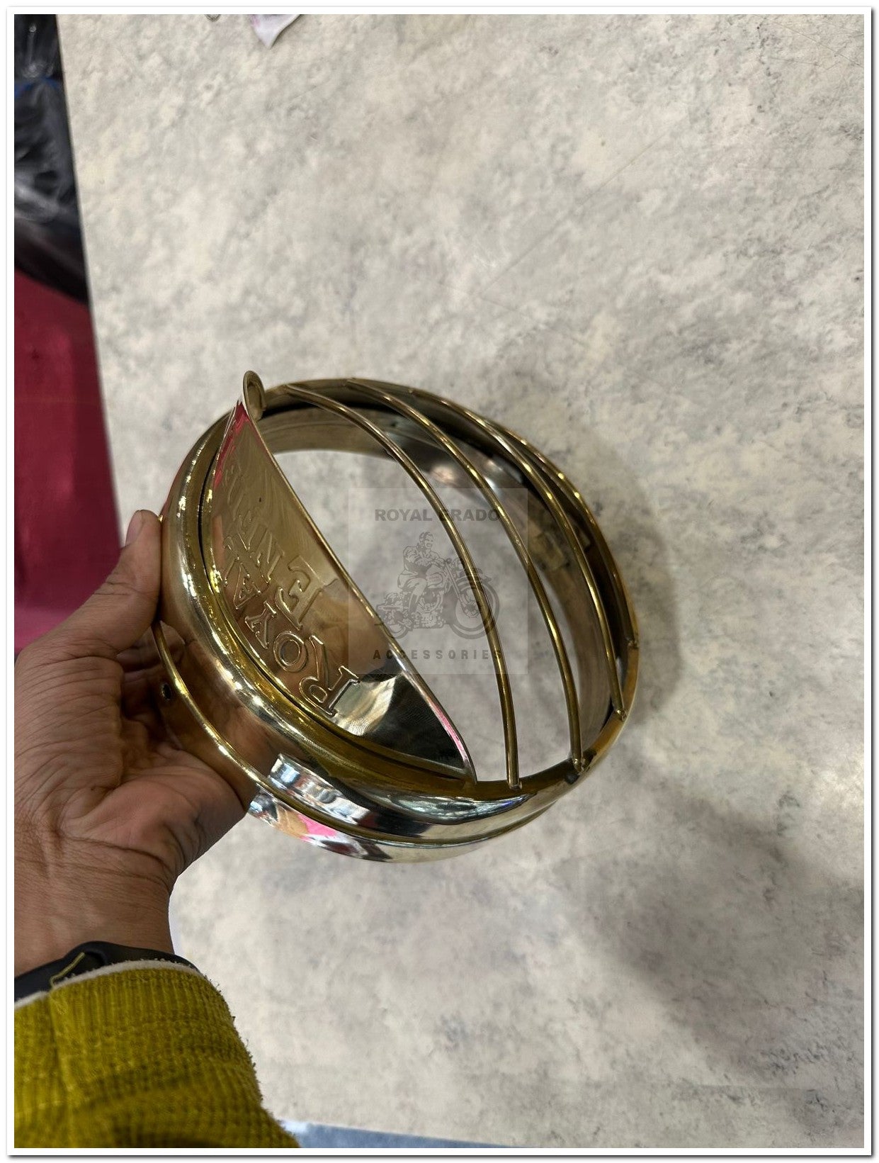 Royal enfield electra standard vintage g2 1962 old model bullet 350 brass head light ring with grill and brass shade brass head light cap