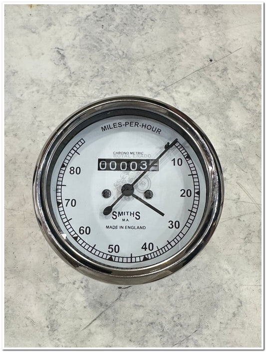 Royal enfield vintage g2 1962 old model bullet 350 standard electra smith replica meter speedometer 80 miles white