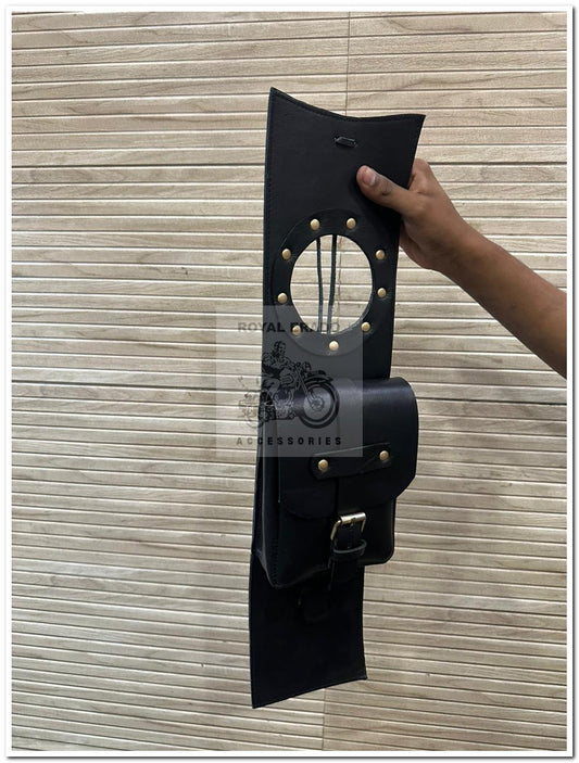 Royal Enfield Cafe Racer Gt 650 & Continental 650 Tank Cover , Tank Bag In Black Leather