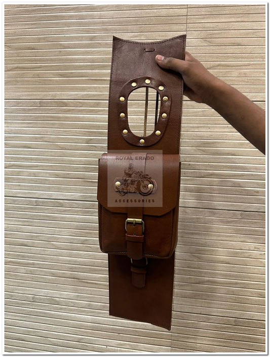 Royal Enfield Classic Electra Standard Reborn Battalion Tank Cover , Tank Bag In Brown Leather