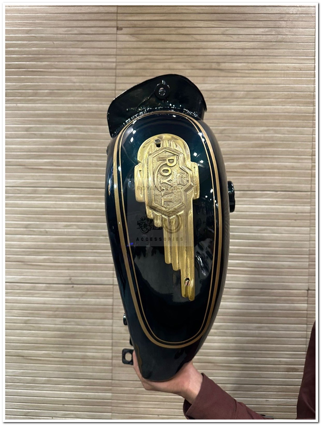 Royal enfield tank metallic green colour with  in 14 liters brass tank monogram for classic Electra standard and vintage g2 1962 old model bullet 350