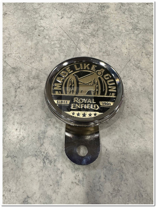Royal Enfield chromed token holder British tax tag holder with Glass with made like gun golden golden sticker for Royal Enfield vintage 1962 old model g2 , Classic Electra and Standard Battalion reborn classic