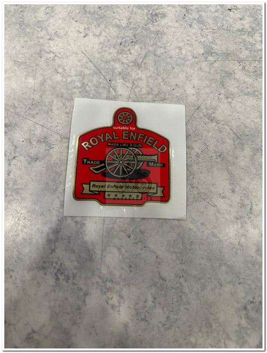 Royal enfield classic electra standard battalion reborn meteor 350 hunter 350 vintage g2 1962 old model bullet 350 red made like a gun sticker logo for battery cover , air filter box , tool box and tank