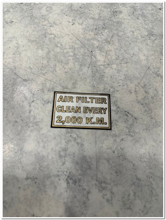 Royal enfield classic electra standard battalion reborn meteor 350 hunter 350 vintage g2 1962 old model bullet 350 red made like a gun sticker logo for air filter box  with written air filter clean after every 2000 km