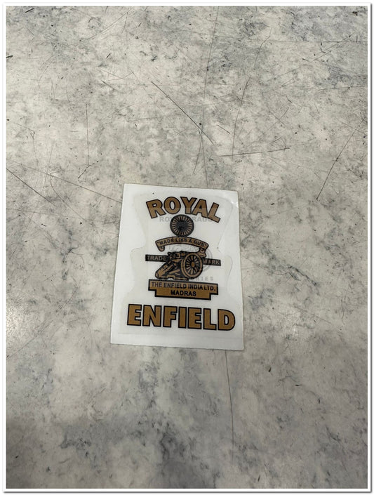 Royal enfield classic electra standard battalion reborn meteor 350 hunter 350 vintage g2 1962 old model bullet 350 red made like a gun sticker logo for battery cover , air filter box , tool box and tank