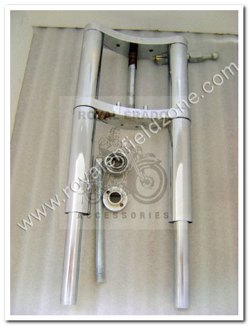 Royal enfield broad front fork in chrome for 150 number tyre for classic electra standard and thunderbird