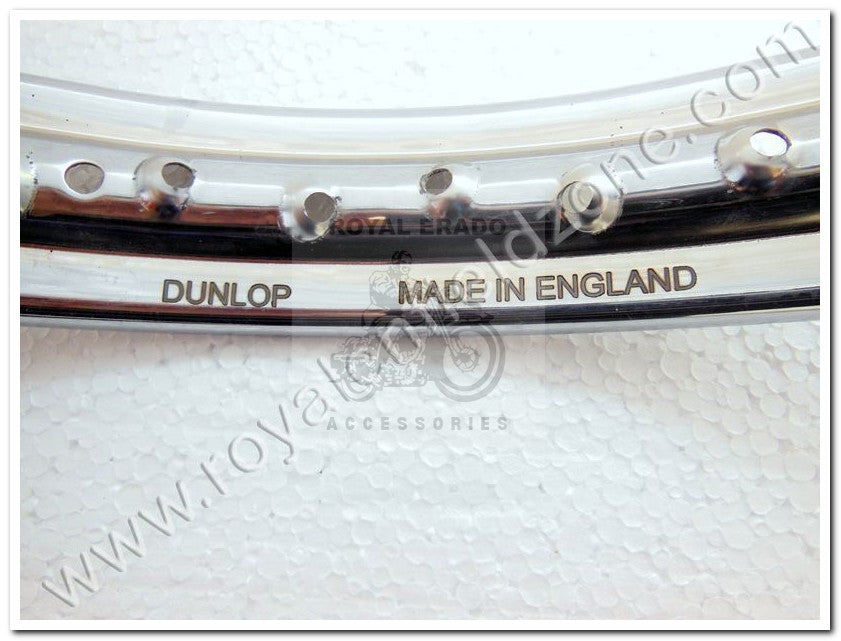 Royal Enfield Dunlop made in England engraved stainless steel wheel rim set of 2 pieces for vintage G2 1962 old model standard bullet 350 Electra.