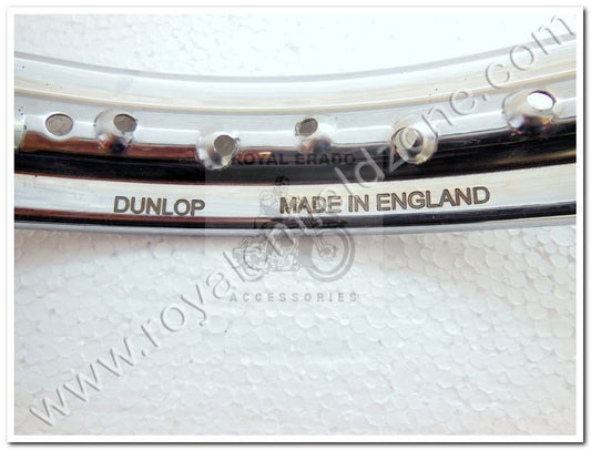 Royal Enfield Dunlop made in England engraved stainless steel wheel rim set of 2 pieces for vintage G2 1962 old model standard bullet 350 Electra.