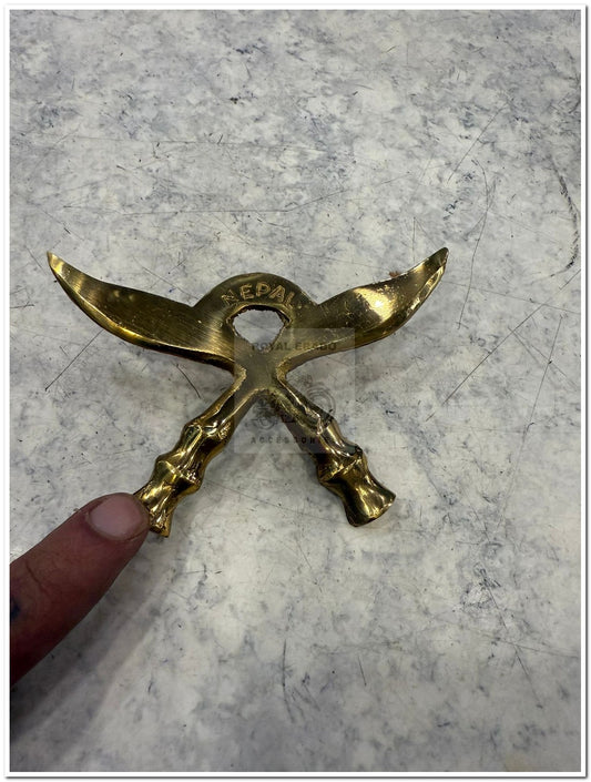 Brass talwar Nepal monogram fit to tool box, air filter box, or battery cover for vintage G2 1962 old model bullet 350 cast iron engine ci engine standard classic electra reborn, battalion, and vintage cars.