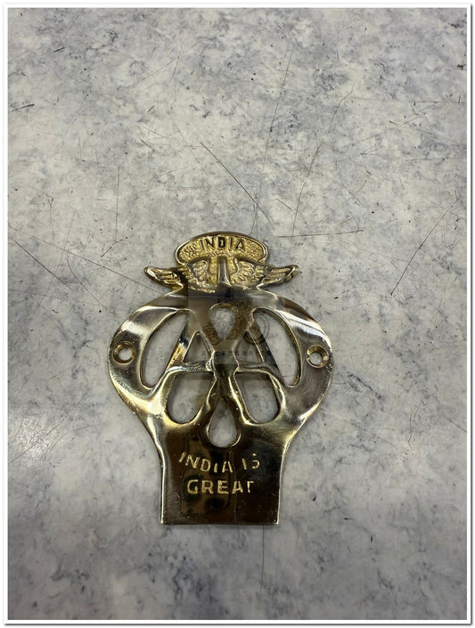 Brass AA monogram &nbsp;fit to tool box air filter box, or battery cover for vintage g2 1962 old model bullet 350 cast iron engine, CI engine, standard classic Electra reborn battalion and vintage cars.
