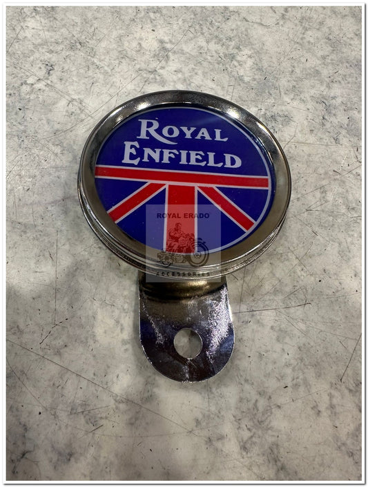 Chrome tax token holder with England logo in chrome fit to shocker bolt at front or rear or leg gaurd for Royal enfield vintage g2 1962 old model bullet 350 standard classic electra reborn battalion