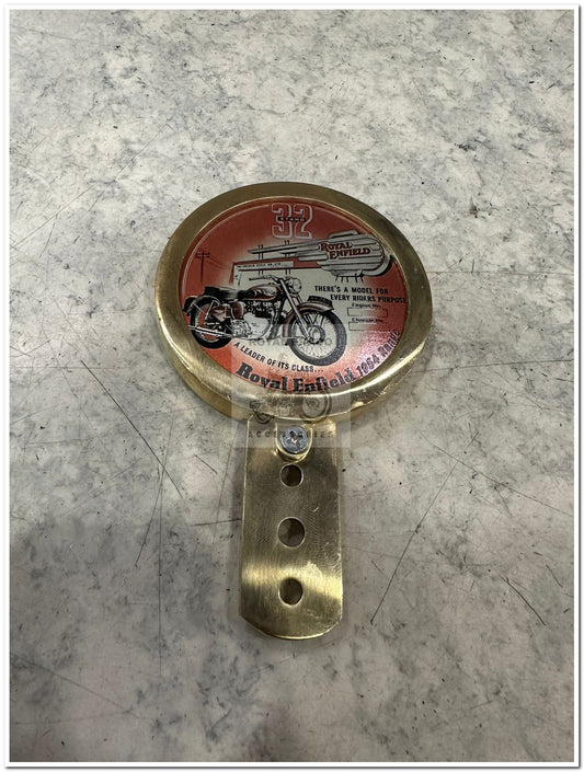 Brass tax token holder RE bike logo fit to shocker bolt at front or rear or leg guard for Royal enfield vintage g2 1962 old model bullet 350 cast iron engine ci engine standard classic electra reborn battalion.