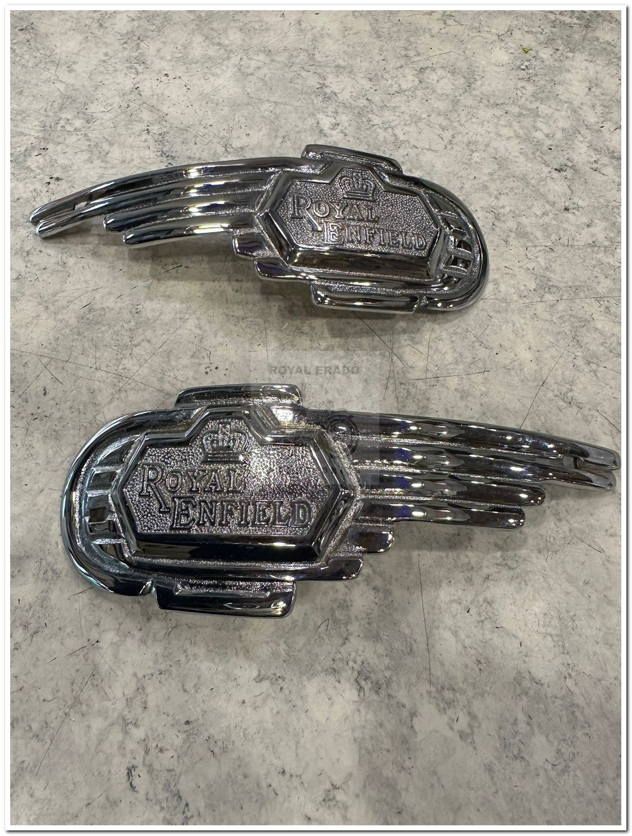 Royal enfield old model bullet vintage g2 1962 standard 350 tank monogram with crown on top in brass chrome heavy quality