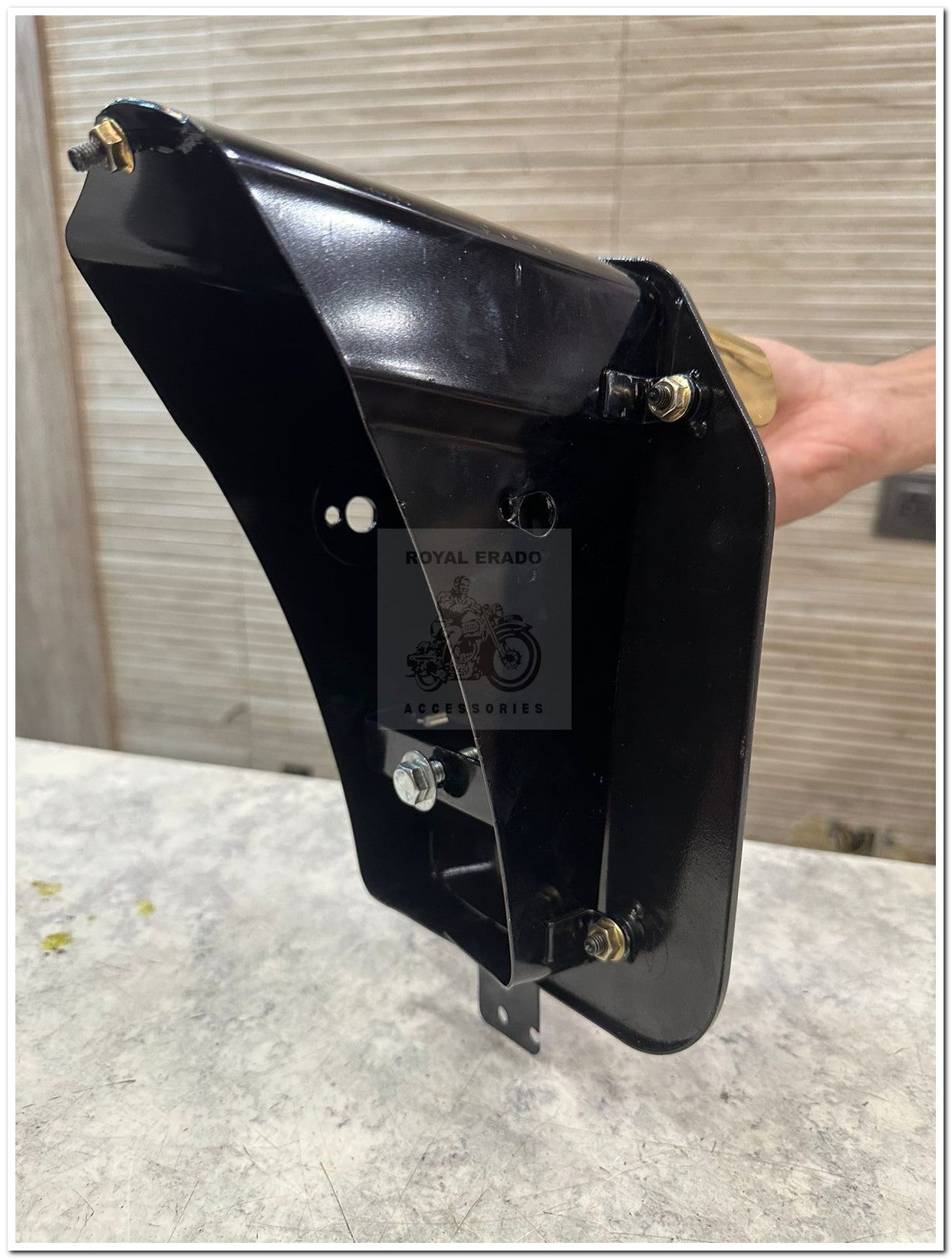 Royal enfield reborn classic battalion standard g2 1962 old model bullet standard 350 rear number plate complete black with broad stand with old model tail light single wire and tail light shade brass with made like a gun logo