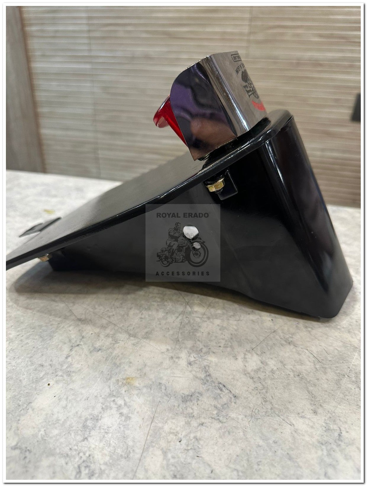 Royal enfield reborn classic battalion standard g2 1962 old model bullet standard 350 rear number plate complete black with broad stand with old model tail light single wire and tail light shade chrome  with made like a gun logo