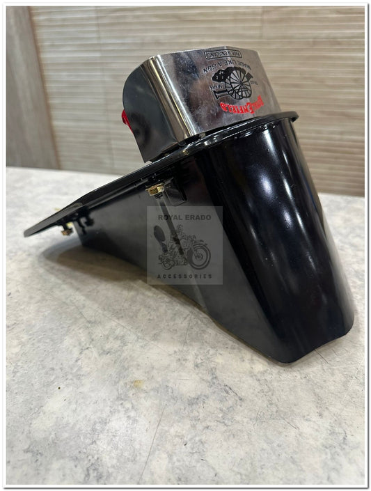 Royal enfield reborn classic battalion standard g2 1962 old model bullet standard 350 rear number plate complete black with broad stand with old model tail light single wire and tail light shade chrome  with made like a gun logo
