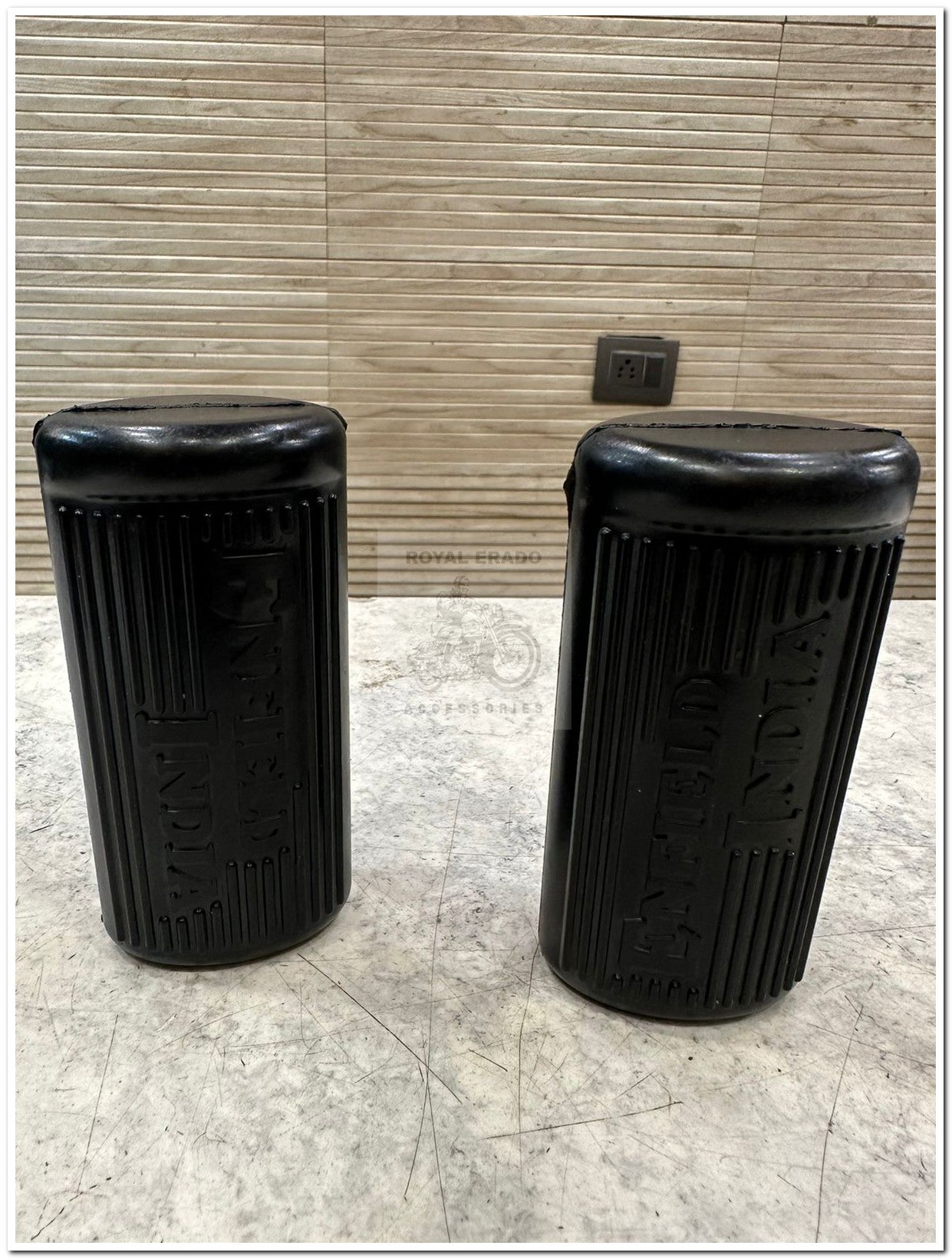 Royal Enfield vintage g2 1962 model Bullet 350 Standard Electra footrest rubber heavy quality, with Enfield India logo written.