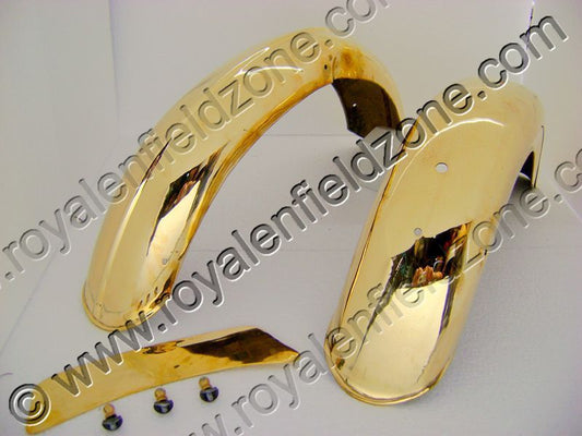 Royal enfield g2 1962 old model bullet 350 standard electra  brass front and rear mudguard with brass front number plate