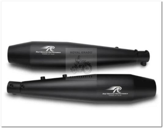 Royal enfield gt continental 650 and interceptor red rooster performance exhaust silence  stellar model in black stainless steel with db killer