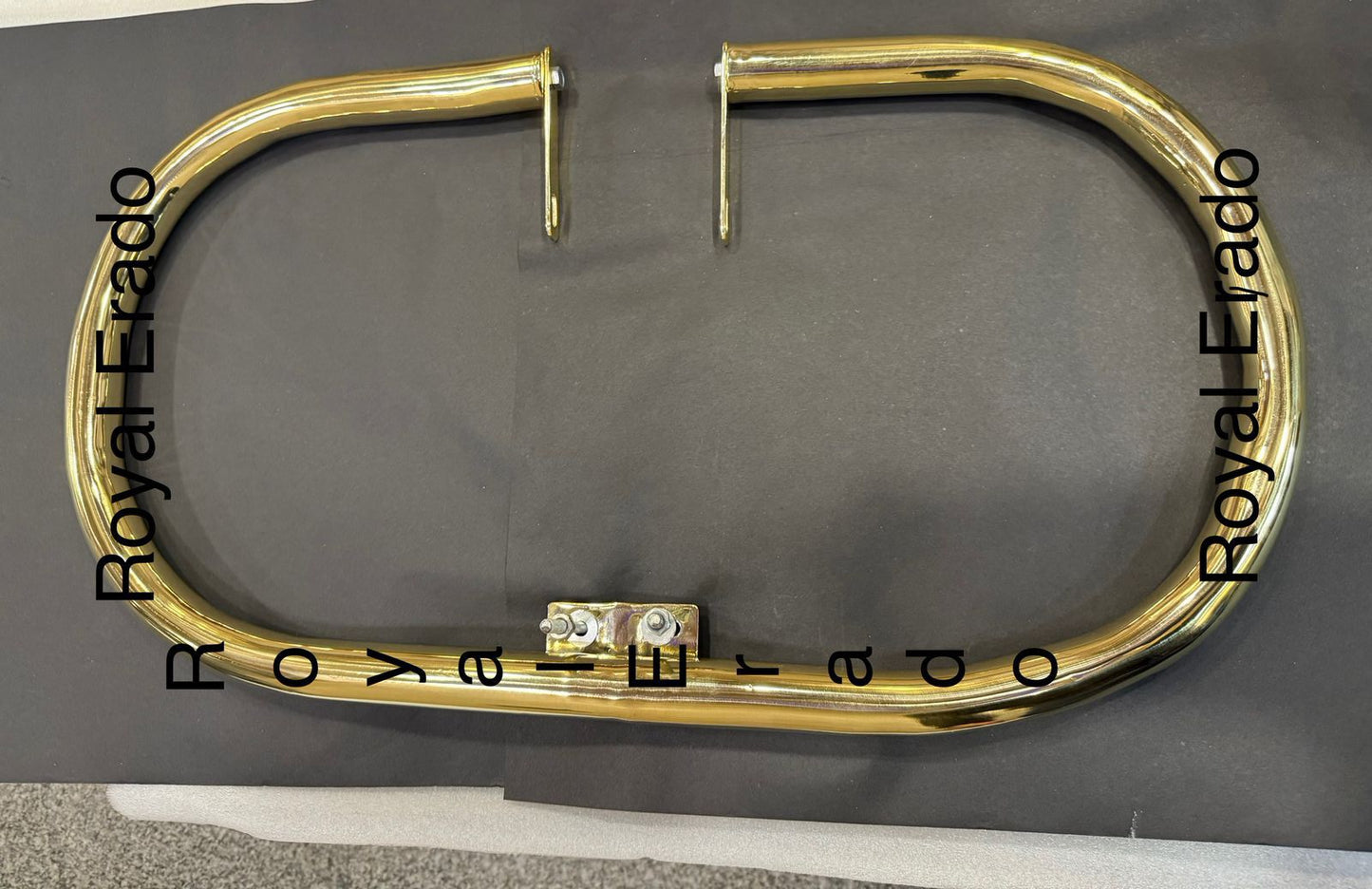 Royal Enfield brass oval legguard crash guard for old model G2 vintage 1962 Bullet 350 cast iron engine ci engine standard classic Electra, battalion reborn.