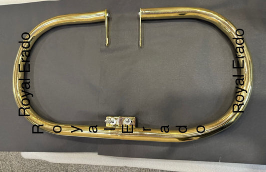 Royal Enfield brass oval legguard crash guard for old model G2 vintage 1962 Bullet 350 cast iron engine ci engine standard classic Electra, battalion reborn.
