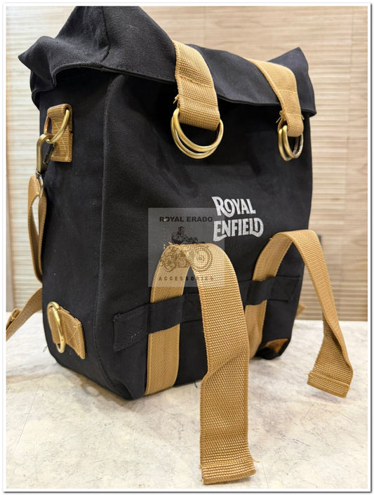 Royal enfield classic electra standard reborn battalion meteor 350 super meteor 650 short gun 650 hunter 350 and vintage 2 1962 old model bullet 350 canvas bag in black with desert colour straps