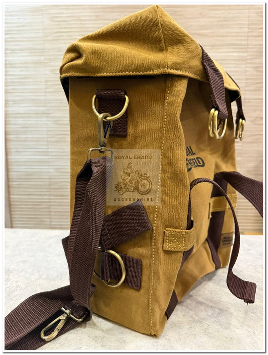 Royal Enfield Classic Electra Standard reborn battalion meteor 350 Super Meteor 650 short gun 650 hunter 350 cast iron engine ci engine and vintage 2 1962 old model bullet 350 canvas bag in brown khaki desert color.