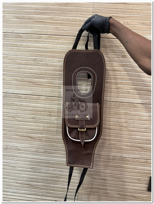 Royal enfield classic reborn battalion standard electra tank cover in brown  tank tidy tank phone folder