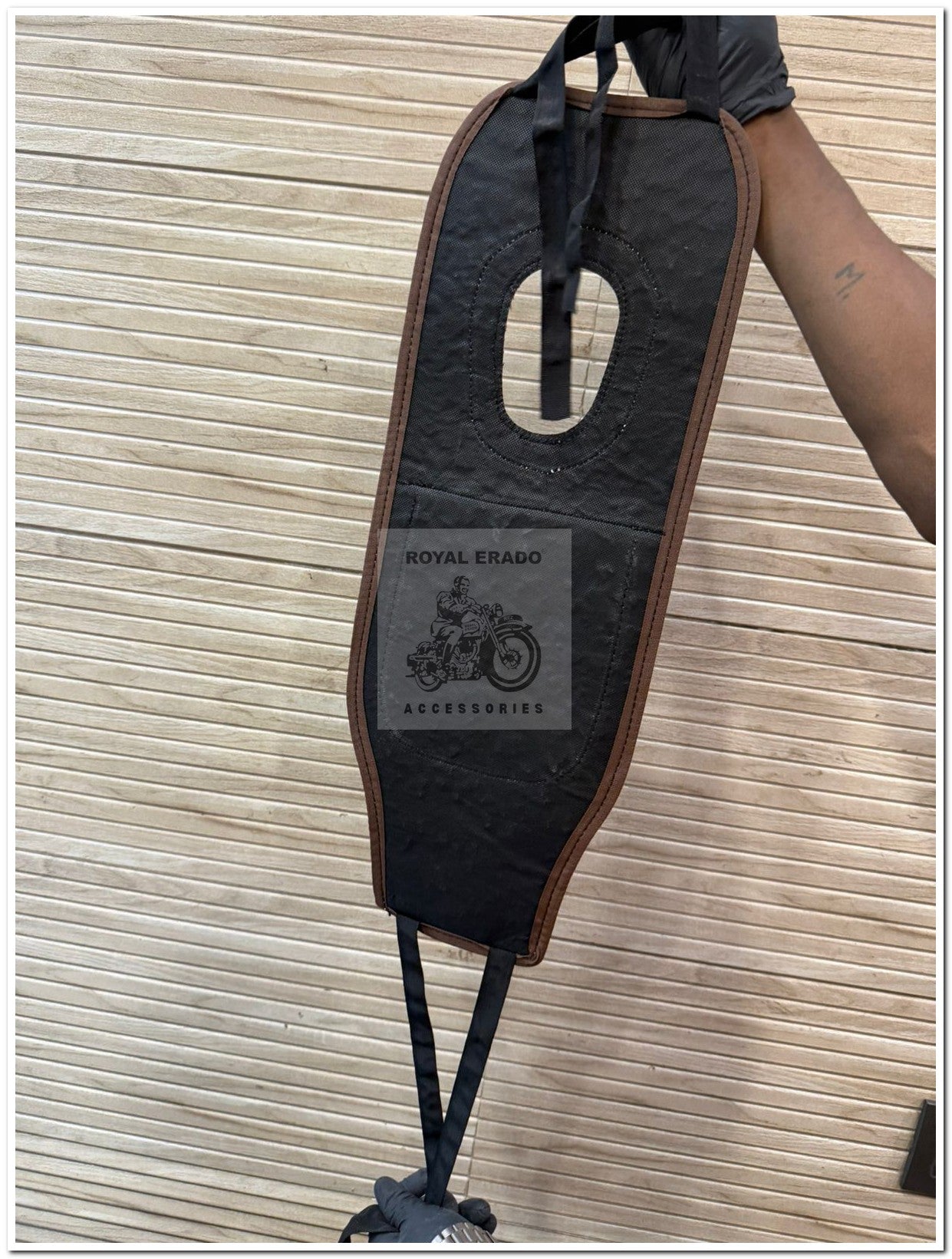 Royal enfield classic reborn battalion standard electra tank cover in black tank tidy tank phone folder