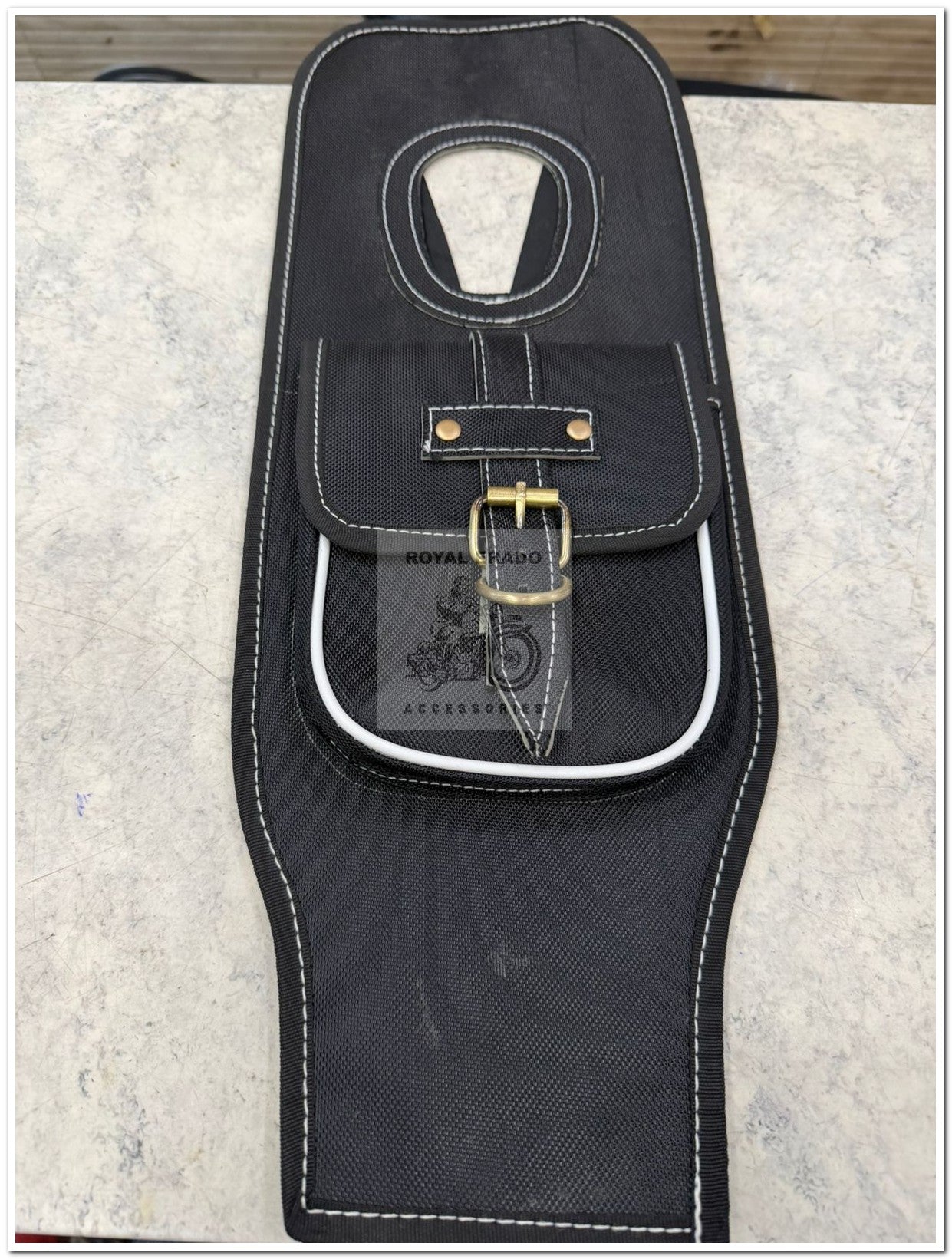Royal enfield classic reborn battalion standard electra tank cover in black tank tidy tank phone folder