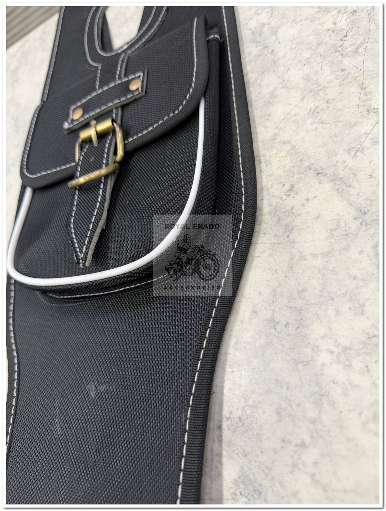 Royal enfield classic reborn battalion standard electra tank cover in black tank tidy tank phone folder