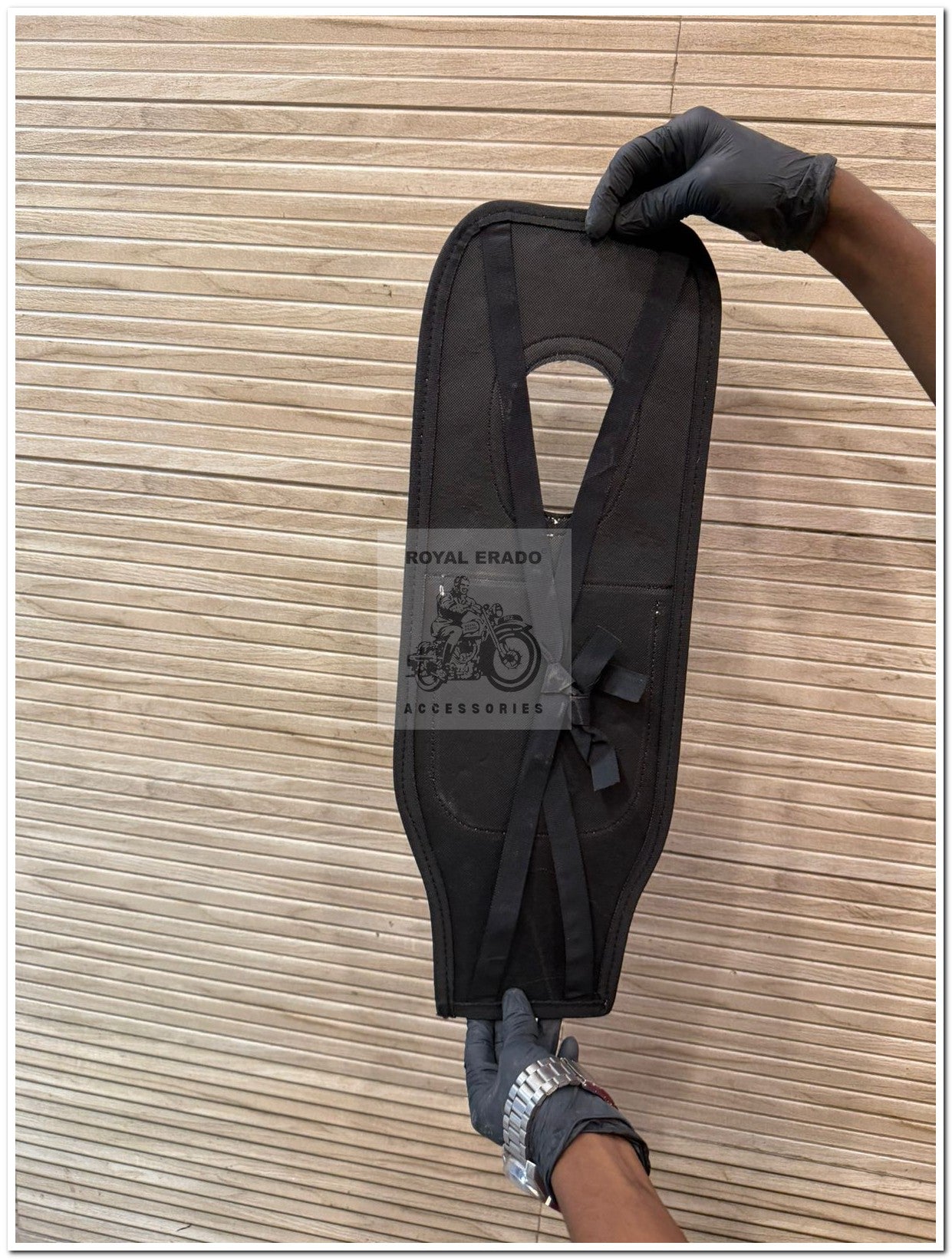 Royal enfield classic reborn battalion standard electra tank cover in black tank tidy tank phone folder