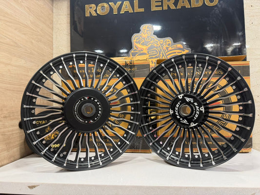 Kingway Raceby 30 Spokes Alloy Wheel set for Royal Enfield standard ABS and Electra ( front 19” disc  rear 19” drum )