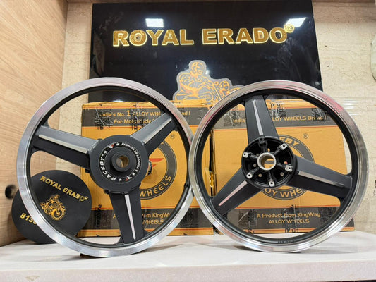 KINGWAY RACEBY MERCEDES DESIGN BLACK ALLOY WHEEL FOR classic double disc and thunderbird (front 19” disc rear 18” disc)