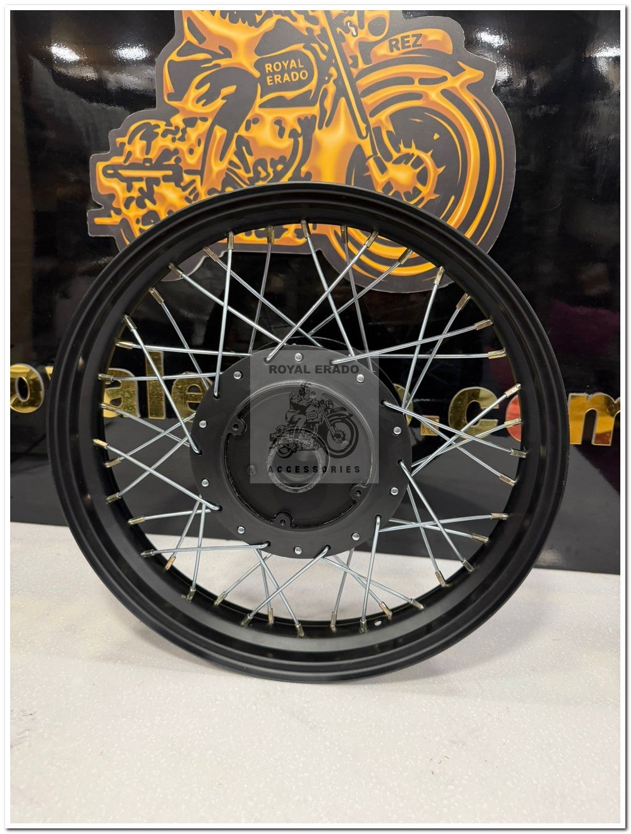 Royal enfield classic Electra standard thunderbird 17” rear wheel rim for 140 number broad In black chrome