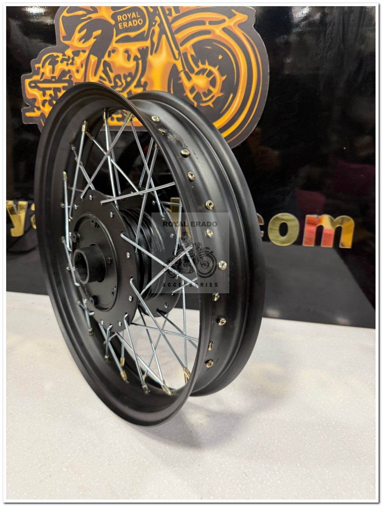 Royal enfield classic Electra standard thunderbird 17” rear wheel rim for 140 number broad In black chrome