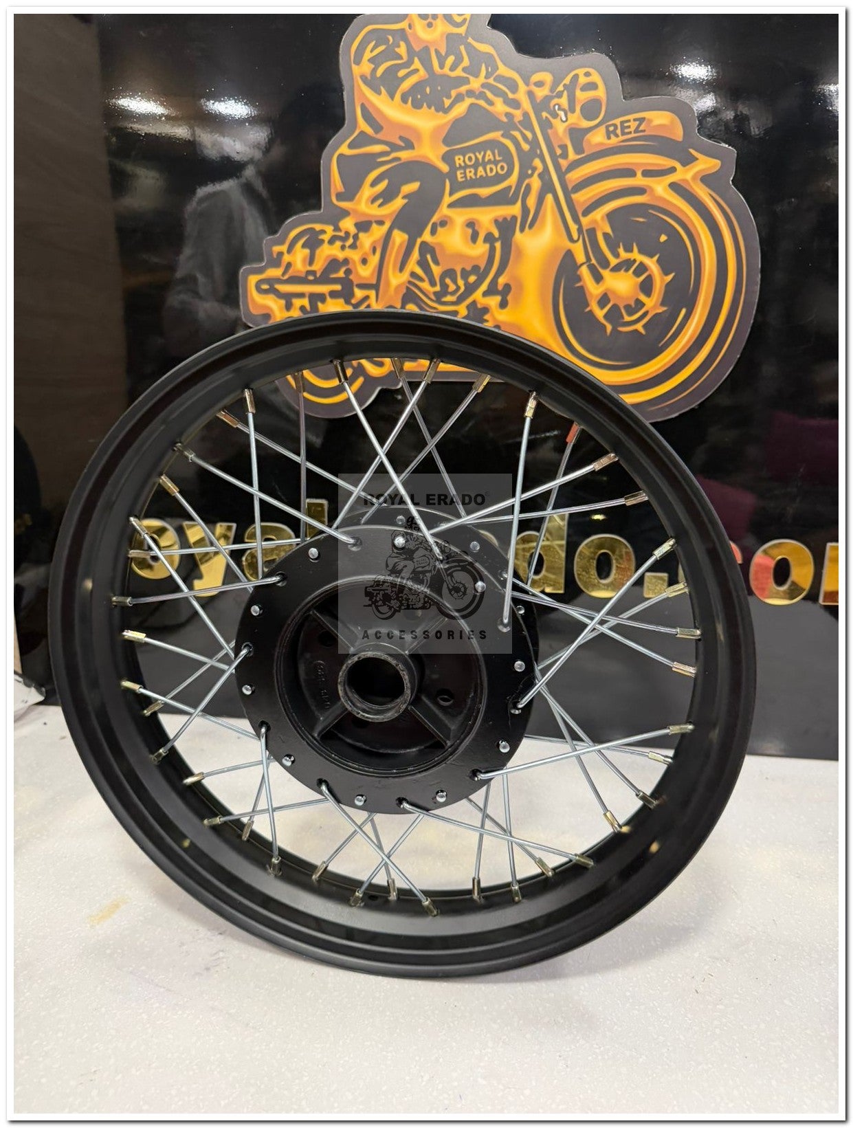 Royal enfield classic Electra standard thunderbird 17” rear wheel rim for 140 number broad In black chrome