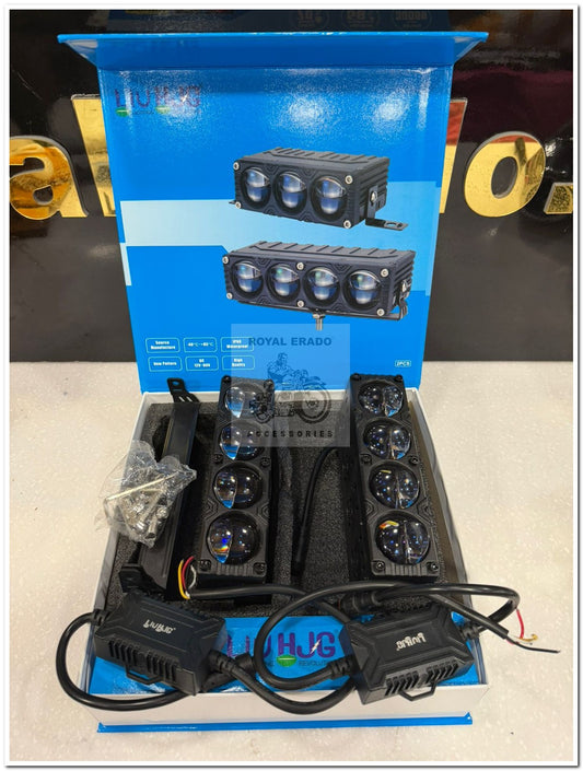 HJG Blaze 4 Lens Waymaker Pro 320W Blaze 4 Lens Foglight New Model LED Foglight with Laser Spot and Wide Spread Red/White/Yellow 320W Foglight Ultra Wide Dual Intensity LED Driving Fog Light 3000K/6500K Universal For All Cars & Bikes LIU HJG Blaze 4 Fog