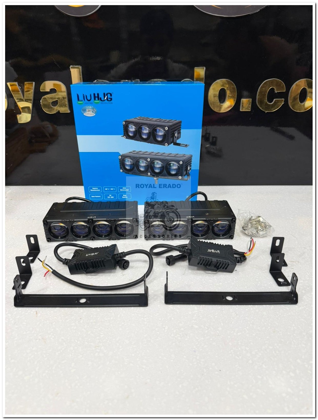 HJG Blaze 4 Lens Waymaker Pro 320W Blaze 4 Lens Foglight New Model LED Foglight with Laser Spot and Wide Spread Red/White/Yellow 320W Foglight Ultra Wide Dual Intensity LED Driving Fog Light 3000K/6500K Universal For All Cars & Bikes LIU HJG Blaze 4 Fog