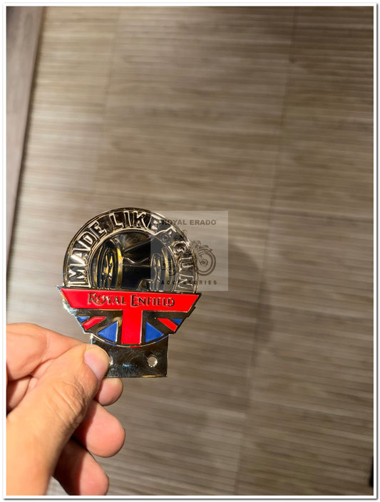 Universal Royal enfield made like a gun cannon monogram logo in brass chromed for vintage g2 1962 old model bullet 350 reborn classic electra standard battalion reborn hunter 350