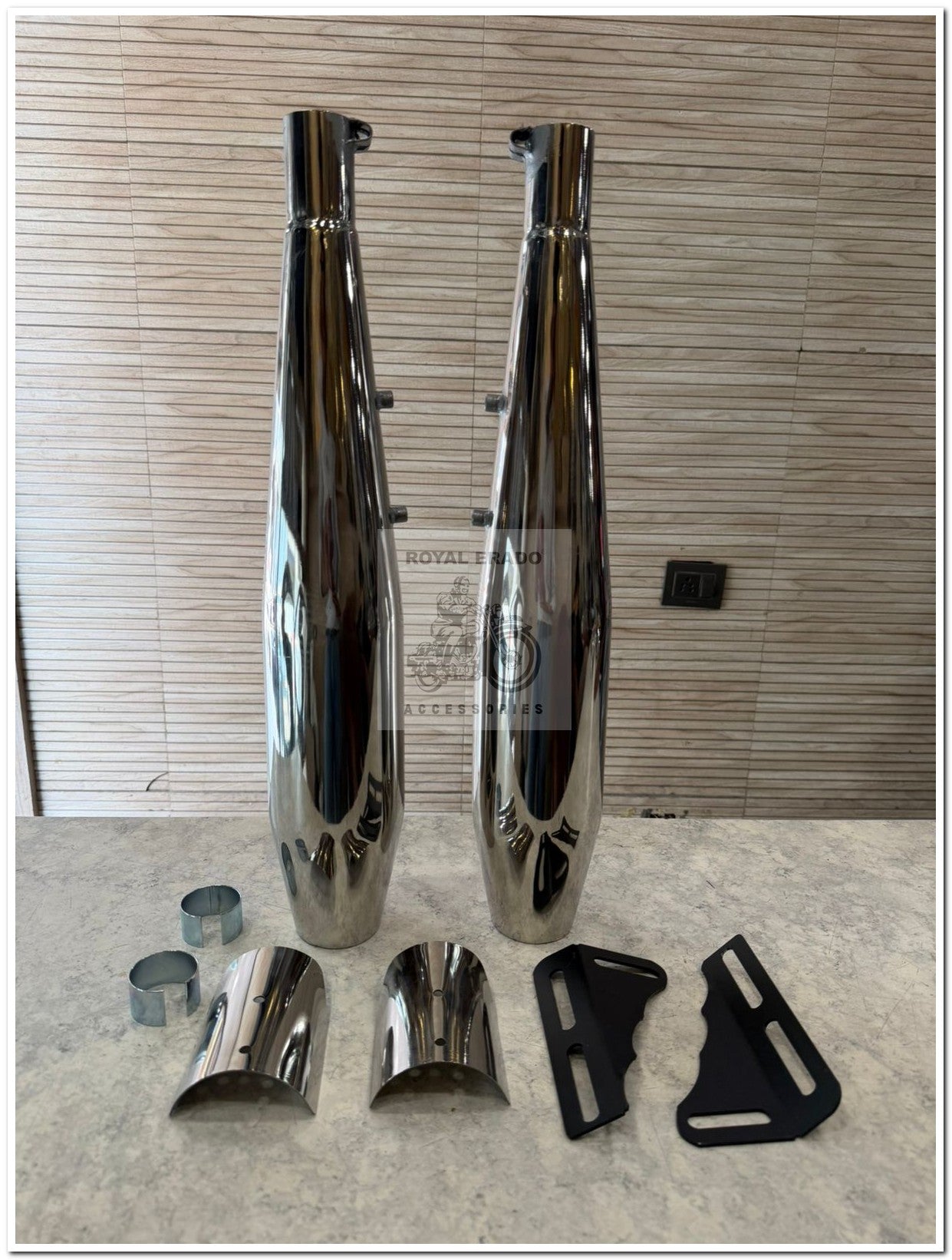 Venom Performance exhaust Stainless steel silencer with DB killer D.B killer in chrome with ceramic wool with base sound for Classic 650 twin