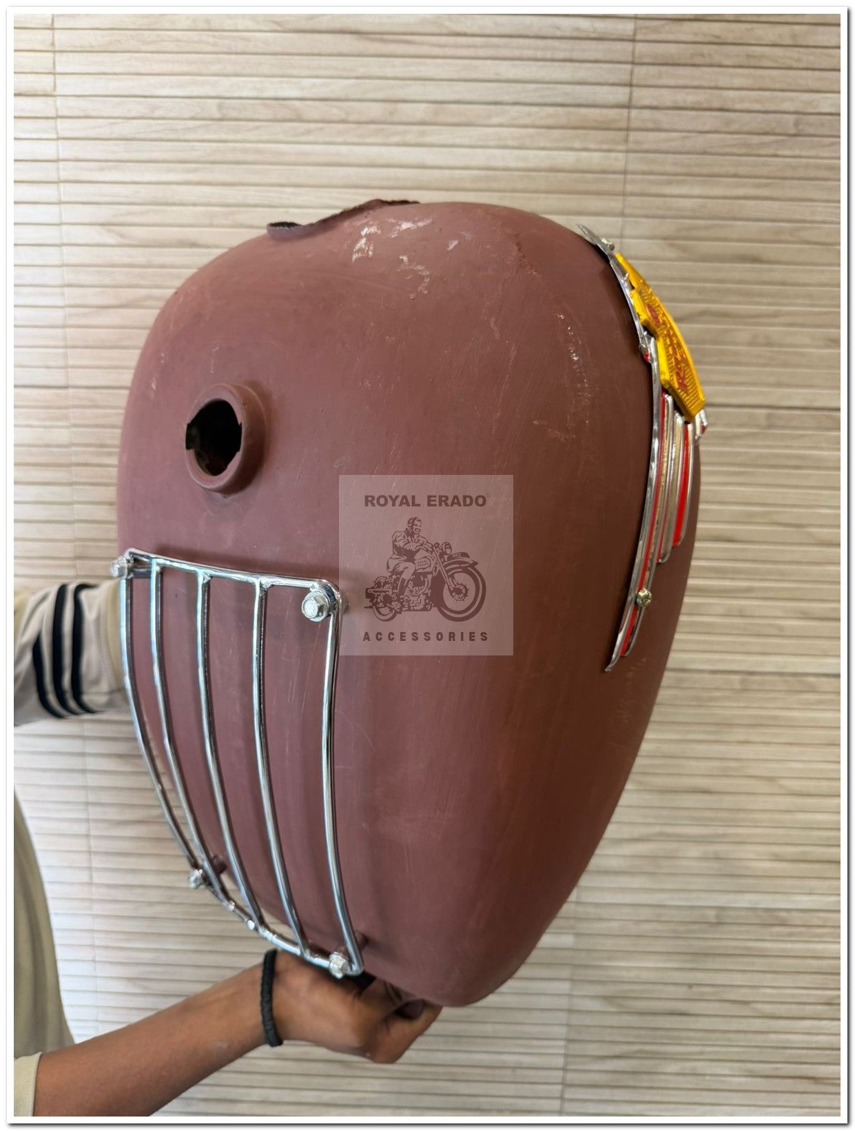Royal enfield big tank 18 to 20 litters with chrome grill and tank monogram Royal enfield without paint raw for classic electra standard thunderbird uce bs-3 bs-4 & cast iron engine to give vintage and bulky look to bike