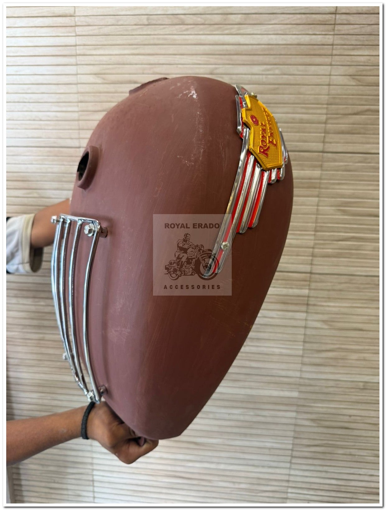 Royal enfield big tank 18 to 20 litters with chrome grill and tank monogram Royal enfield without paint raw for classic electra standard thunderbird uce bs-3 bs-4 & cast iron engine to give vintage and bulky look to bike