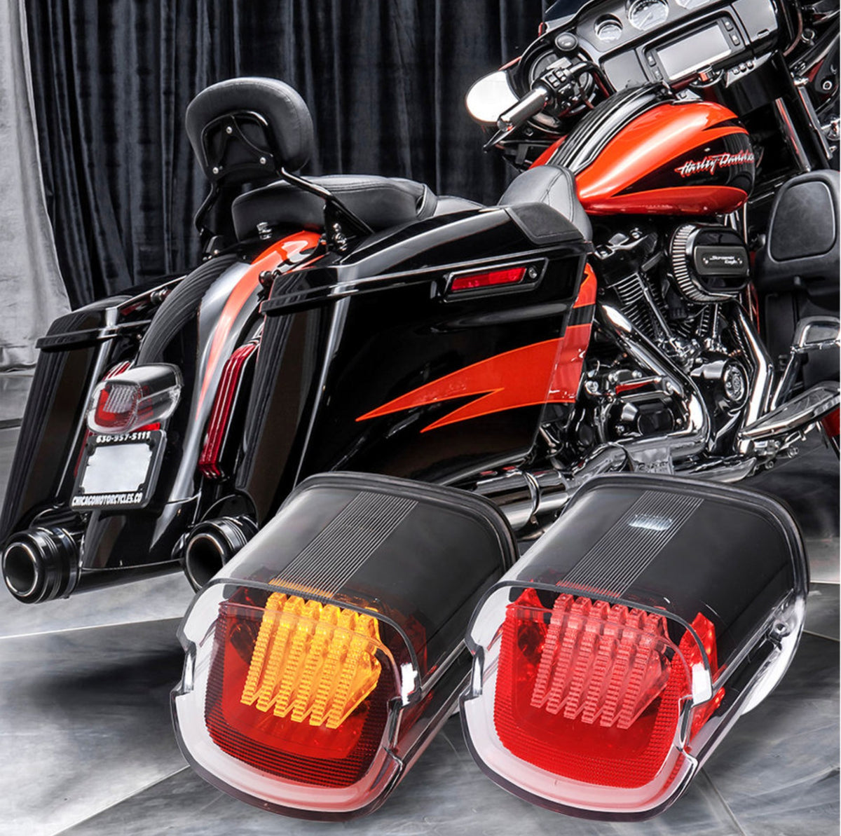 Harley-davidson Style Tail Light With Sequential Indicator Turn Signal Inbuilt For Harley-davidson Low Rider, Road Glide, Fat Boy, Harley Street 750, Street Rod, Super Meteor 650, Meteor 350, &classic 650