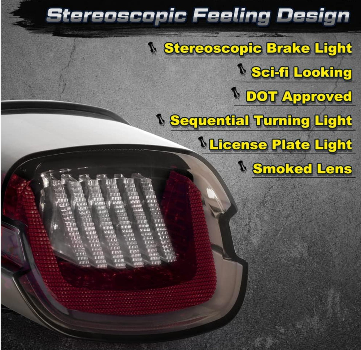 Harley-davidson Style Tail Light With Sequential Indicator Turn Signal Inbuilt For Harley-davidson Low Rider, Road Glide, Fat Boy, Harley Street 750, Street Rod, Super Meteor 650, Meteor 350, &classic 650